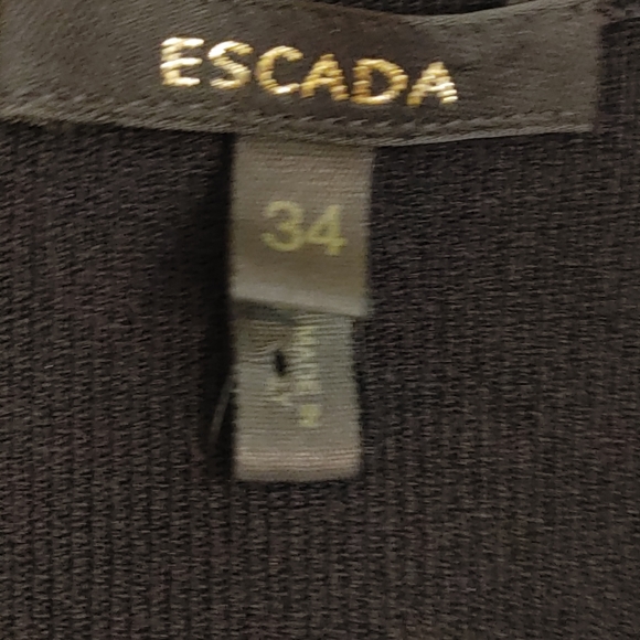 ESCADA STRETCH KNIT DRESS WITH CROCHET STRAPS/NECKLINE. BLACK 34/ US 4 - Picture 6 of 7